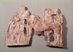 Relieve que representa el encuentro de Orestes y Electra en la tumba de Agamenón de Greek